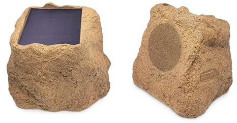 Victrola Outdoor Rock Lautsprecher Paar – Kabellose Bluetooth-Lautsprecher für Garten, Terrasse, wasserdicht, gebaut für alle Jahreszeiten, solarbetrieben mit wiederaufladbarem Akku, Musik-Streaming –