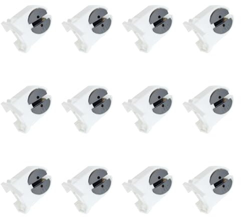 SQXBK Leuchtstofflampenfassung ohne Shunt, lange Röhre, weiß, T5-Test-Lampenfassung, 2,8 x 2,9 cm, für Kühlergrill und Halterung, Lampe und Reinigungslampe, 12 Stück