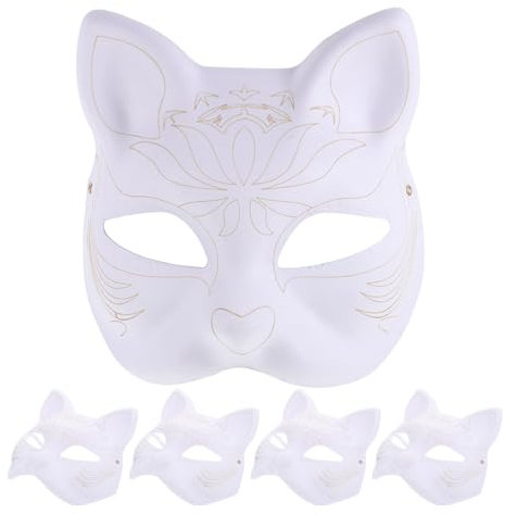 Alipis 5stücke Weiße Papiermasken Unbemalte Katzenform Kreative Bastelmasken Für Kunstprojekte Und Festlichkeiten