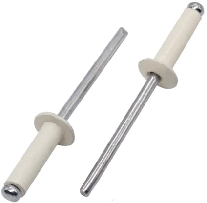 SKIR'CO (50 pcs) Painted Blind Rivets 4.0 x 10 mm, Aluminium Blind Rivets, DIN 7337, Dome Head, Steel Mandrel, Pop Rivets (Pure White RAL 9010)