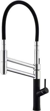 High-End-Küchen-Kupfer-Wasserhahn, Silikon-Magnetsauger, ausziehbares Design, drehbarer und kalter Doppel-Kontroll-Waschbecken-Messing-Wasserhahn (Color : Matte Black)