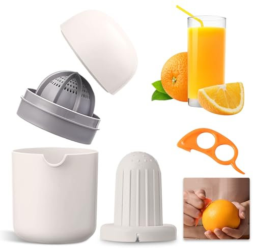 USYSGT Zitronenpresse, Orangenpresse, Saftpresse Manuell, Juicer Manual, mit zwei Pressmöglichkeiten, Zitronenpresse Manuell, Zitronenpresse mit Becher, für Verschiedene Früchte (Weiß)