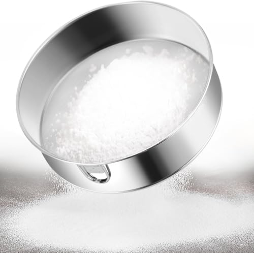 KOBWA Mehlsieb, Edelstahl, feinmaschiges Sieb, Siebpfanne, Lebensmittel, Tee, Zucker, Mehl, Siebe für Küche, Zuhause