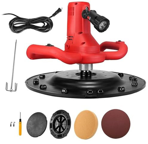 Levigatrice for muri,Frattone elettrico for calcestruzzo con betoniera,Intonacatrice for muri,Levigatrice for cemento con regolazione a 6 velocità,Lucidatrice for lisciare muri(Color:Red)