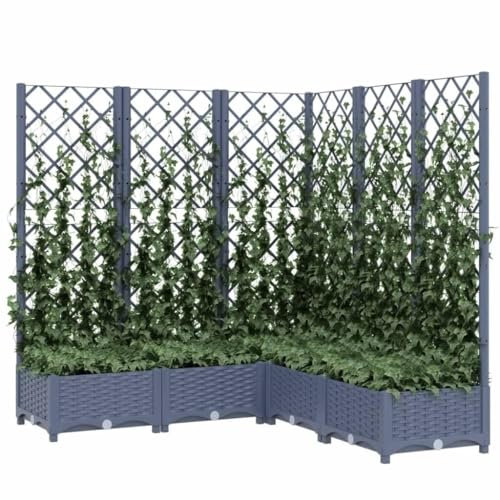 Aiuola Da Giardino Rialzata In Plastica Con Traliccio, Fioriera Con Traliccio, Cassette Da Giardinaggio Da Giardino All'aperto For Piante Rampicanti Ortaggi, Aiuola Da Giardino 80x40x121,5 Cm For Verd