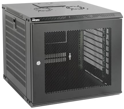 Tecmojo 9U 450mm Depth Wall Mount Server Cabinet IT Network Rack Enclosure Lockable Door and Side Panels Black, Locable Mesh Door, for 19” IT Equipment, A/V Devices, Flat Package