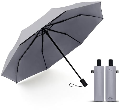 AMBRA RAIN Regenschirm Automatik | Taschenschirm sturmfest, robust, klein | Schnelltrockeneffekt, 330g leicht, Kompakter Schirm 110 km/h windkanalgetestet, für Damen & Herren