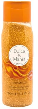 DOLCE & MANIA | Caramello Shower Gel Scrub 300ml – Profumo da Donna, Gel Doccia Esfoliante con Note di Caramello, Idratante e Lussuoso, Pelle Morbida e Profumata