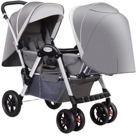 KITCISSL Dobles Silla De Paseo De Bebe Cochecito Gemelar, Silla De Paseo Gemelar Cochecito Coche Bebe Plegable Cochecitos Carritos Portátiles Carrito Bebe Carros for Bebes(Gray A)
