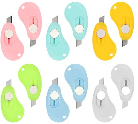 12 Stück Paketöffner Mini Cuttermesser Klein, Einziehbar Kartonschneider Einziehbarer Brieföffner, Taschenmesser Bunter Kartonschneider Zum öffnen Von Briefen, Kleinen Kartons, Papierschneiden