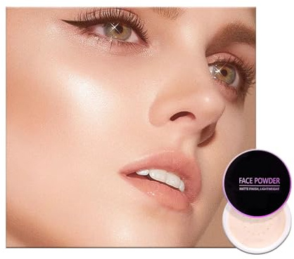 Setting Powder, Matte Loose Face Finishing Powder, Translucent Oil Control Baking Makeup Powder with Powder Puff, Lightweight Fixing Natural Color Finish for All Skin Type