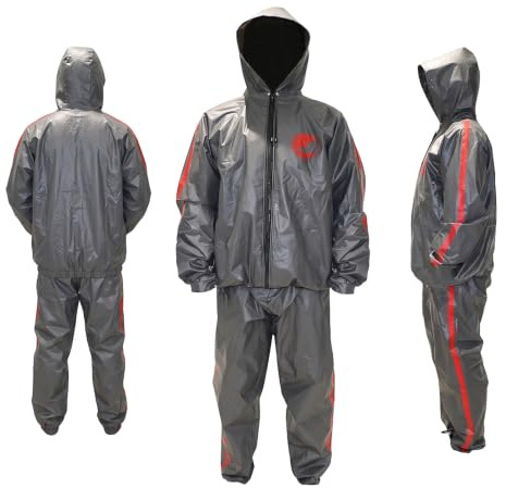 MAXSTRENGTH Sauna Suit Men Heavy Duty Sauna Sweat Track Suit Anti-Rip Fitness Workout Slimming Belt Fat Running Boxing MMA Shaper Heat Trapping Body Suit (Grey, 3XL)