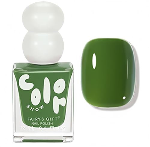 Green Nail Polish - 12ML Breathable Natural Green Nail Varnish - Long Lasting Quick Drying Chip Resistant - No Need Cure Dark Green Nail Polish For Nail Art Manicure Salon DIY At Home