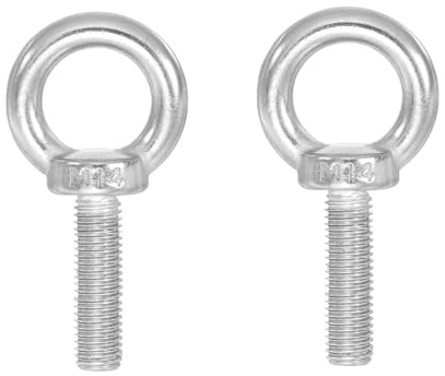 Bebochoi 2 Pièces M14*80 Boulons à Oeil, Acier Inoxydable 304 Boulons, Vis pour Anneau de Levage, Filetage Mâle Oeillet Inox Vis pour Levage de Vie et Divers Equipements