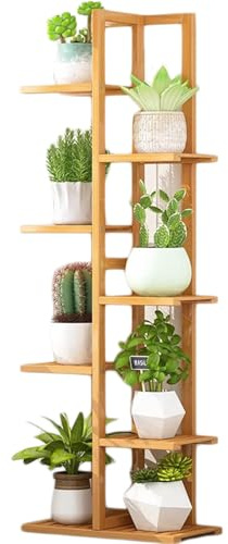 ASerZenith Supporto per Piante, Scaffale per Interni Ed Esterni in bambù, Portafiori Alto per più Angoli, per Balcone, Finestra, Giardino, Soggiorno E Camera da Letto, Naturale, 7 Livelli