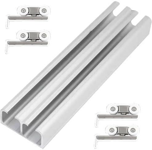 Binario per porta scorrevole Binario Superiore Di Ricambio Per Porta Scorrevole, Binario Per Porta Scorrevole Bypass Doppio In Alluminio Per Porta A Scomparsa Del Fienile Dell'armadio(154in/391cm)