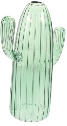 UKCOCO Vaso in Vetro Forma Cactus per Piante Idroponiche Decorativo Interno Vaso Tavolo Particolare per Ufficio e Casa Contenitore Fiore Creativo e Pratico Verde