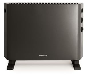 CREATE/WARM HANDY/Convector calefactor aire negro/Función ventilador y aire caliente. hasta 20m². 4 modos. ligero. silencioso bajo consumo. 57x 23x43 cm. 2000W