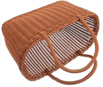 Gatuida Cestino da Picnic in Vimini con Manico, Cesto Rustico per Verdure e Pane 35x18x21 Cm, Portatile per Giardino e attività all’Aperto, Contenitore Intrecciato in Rattan per Raccolta