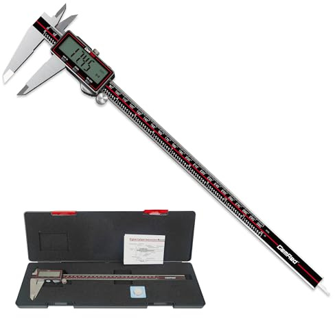 GemRed Wireless Digital Caliper 12 / 300mm, Digital Vernier Caliper | with Large LCD Screen, Stainless Steel Calipers Measuring Tool, 4-Way Measurement, Mm/Inch Conversion, Auto-Off