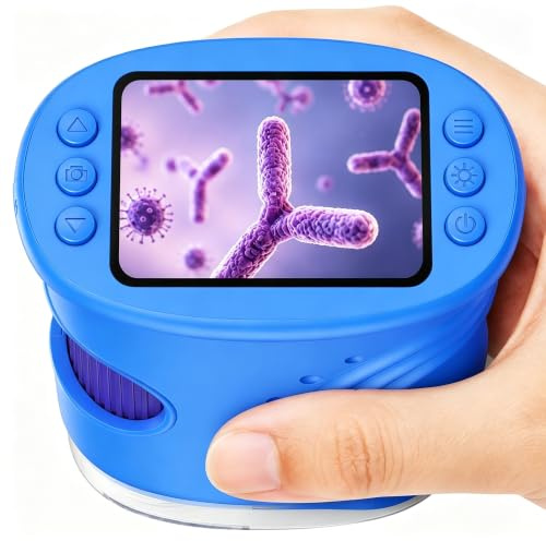 ASPOVEN Digital Microscope for Kids, 1000X, Photo & Video (Blue) | Handheld Microscope with 8 LED Lights, Manual Focus, Portable Microscope, Educational Birthday Gift for Boys & Girls