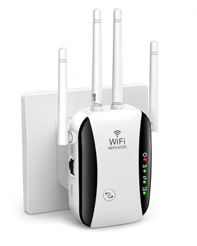 Luminstem 2026 WiFi Extender, WiFi Booster, Long Range WiFi Signal Amplifier, 4 Antennas Cover 5000 Sq.ft & 50 Devices, Internet Repeater with Ethernet Port, Quick Setup, UK Plug, White