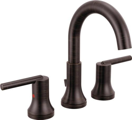 Delta Trinsic Oil Rubbed Bronze Bathroom Faucet 3 Hole, 8 Inch Widespread Bathroom Sink Faucet for Vanity, Metal Push-Pop Drain Assembly, Venetian Bronze 3559-RBMPU-DST