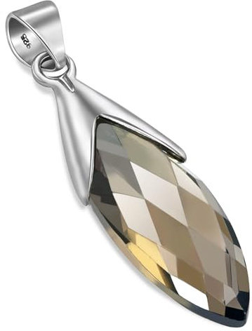 Unique Gems pendentif pour la femme Argent 925 Quatz fumé 8.6 ct Goutte marquise Art Nouveau