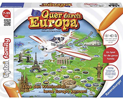 Ravensburger tiptoi 00579 - Spiel: Quer durch Europa/Wissensspiel mit spannender Geschichte und Informationen über die wichtigsten Metropolen/Ab 7 Jahre