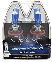Hella H71071032 Optilux XB Series H11 Xenon White Halogen Bulbs, 12V, 80W, 2 Pack