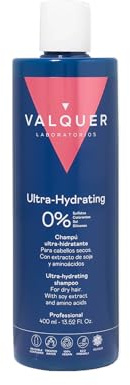 Valquer Ultra-Hydrating Formula Zero Shampoo. Pflegt, repariert und pflegt trockenes Haar und verleiht ihm Geschmeidigkeit und Glanz. Mit Sojaextrakt, Phytokeratin und Vitamin E. Vegan. 400 ml.