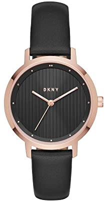 DKNY Damenuhren The Modernist, Dreizeiger Uhrwerk, 32mm Rose Gold Edelstahlgehäuse mit Lederarmband, NY2641