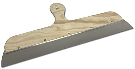DEWEPRO® Edelstahl Fassadenspachtel - Dekorspachtel - Flächenspachtel - Flächenrakel mit Aluhalter und Holzgriff - Größe: 500x45mm