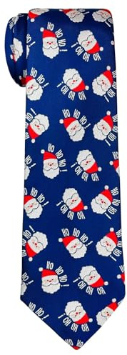 Retreez Corbata de Navidad microfibra de Patrón de Papá Noel Santa Claus Ho Ho Ho de Navidad para niño 8-10 años - Azul marino