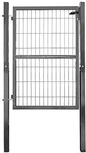 V2Aox Gartentor Tor für Gartenzaun Zaun 140 cm hoch Gartentür aus Metall für Stabmattenzaun Abschließbar inkl. Pfosten Anthrazit