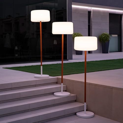 Chloe Gartenleuchte für den Außenbereich, LED, solarbetrieben, höhenverstellbar, mit Fernbedienung, Höhe 155 cm, Weiß