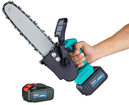 Lumemery Sega da potatura Ricaricabile Portatile da 700W con Motosega elettrica a Batteria con Piastra Guida da 12 Pollici per potatura di Rami di Alberi e Registrazione (2 batterie al Litio)
