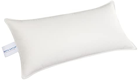 BEFA NATUR Almohada de plumón 40x80 cm | Almohada de 3 cámaras | 90% plumón y 10% Plumas | Apta para alérgicos (NOMITE) | Certificada DOWNPASS | Oeko-Tex Clase 1