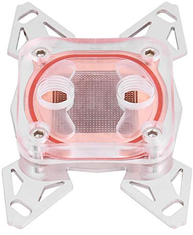 Bloque de enfriamiento de agua de CPU, bloque de enfriamiento de enfriador de agua de CPU de computadora, cubierta de POM con base de cobre rojo con vía fluvial, bloque de enfriamiento de agua de CPU