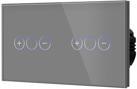 BSEED Interruptor Regulador de Luz, Interruptor Táctil de Pared con Panel de Cristal, 1 Gang 1 Vía + 1 Gang 2 Vía Gris 157mm