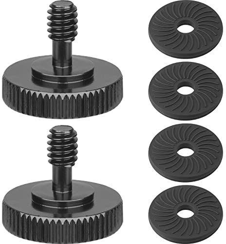 2 Packs Thumb Screw Camera Quick Release Adapter with 4 Packs Rubber Washers,1/4 Male to 1/4 Female Thread Thumbscrew L Bracket Mount Tripod Screw Rubber Pads for Camera Mounting Plate Flash Bracket