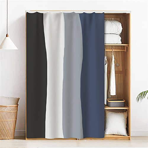Liveinu Rideaux Armoire pour Armoire de Cuisine, Salle de Bain, Rideau Anti-poussière pour étagères, Panneau Mural,Installation Crochet et Boucle Dégradé de Couleur 100x140cm （L x H Bleu Marine