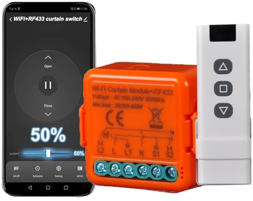 Interruttore Tapparelle RF, Telecomando per Tapparelle Elettriche, Funziona in Parallelo con Interruttore Originale, Modulo Compatibile con Alexa e Google Home, App SmartLife/tuya (1)
