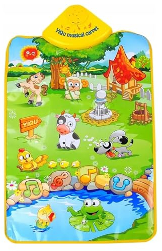 HUKITECH Spielmatte Baby Erlebnisdecke Bauernhof - Musik & Licht - interaktive Babydecke Krabbeldecke Spieldecke Krabbelmatte Lernmatte Lernspiel Erlebnismatte