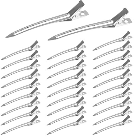 Silver Metal Duckbill Hair Clips - 30pcs, 3.5 Inch Pin Curl Clips for Styling, Sectioning, Coloring & Dressing