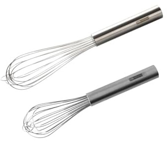 FM Professional Lot de 2 fouets cuisine inox 25 et 30 cm | Mélange rapide, Deux formats utiles, Inox robuste, Pour sauces et pâtisseries, Passe au lave vaisselle