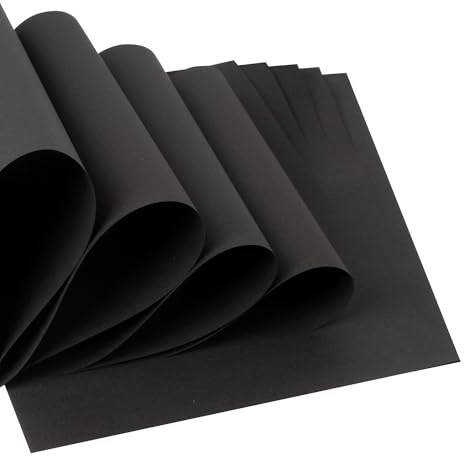 OfficeTree 50x Papier Noir Cartonné A4 300g - Papier Carton Noir pour Bricolage, Découpage & Scrapbooking - Papier Cartonné - Feuille Noire A4 - Papier Cartonne - Feuille Cartonnée