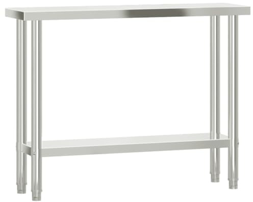 vidaXL Tavolo da Lavoro da Cucina 110x30x85 cm in Acciaio Inossidabile