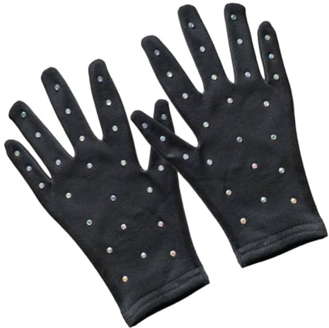 Baluue 1paar Eiskunstlauf Handschuhe Für Mädchen Atmungsaktive Tanzhandschuhe Glitzernde Performancemittel Für Partys Und Shows Für Eiskunstlauf Und Tanzevents