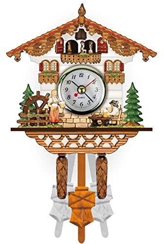 Uposao Kuckucksuhr Holz Kuckucksuhr mit Pendel Vintage Holz Wanduhr Dekoration für Wohnzimmer Schlafzimmer Küchendekoration Cafe Restaurant Hotel